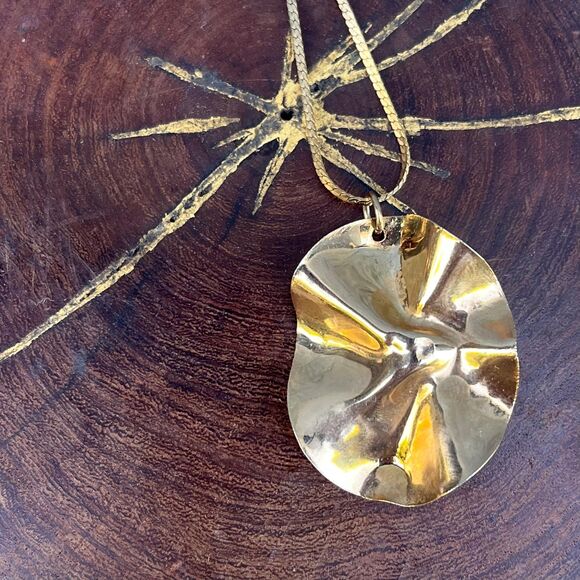 Vintage Space Age Modern Necklace 70s Gold Jewelry Modernist - Picture 4 of 7